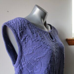 Purple sweater vest, Large, Sakura sport rayon cotton blend. Vtg 1980s.
